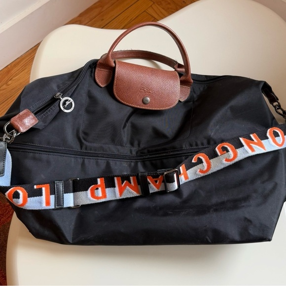 Longchamp Other - Longchamp Large Black Travel Bag W/logo Shoulder Strap